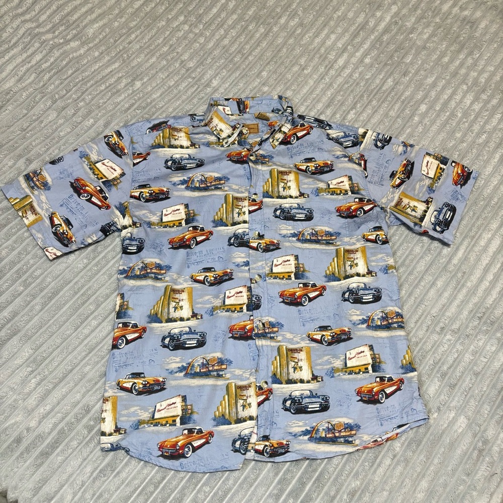 Clearwater Outfitters Button‎ Front Shirt Size XL Classic Cars Hawaiian